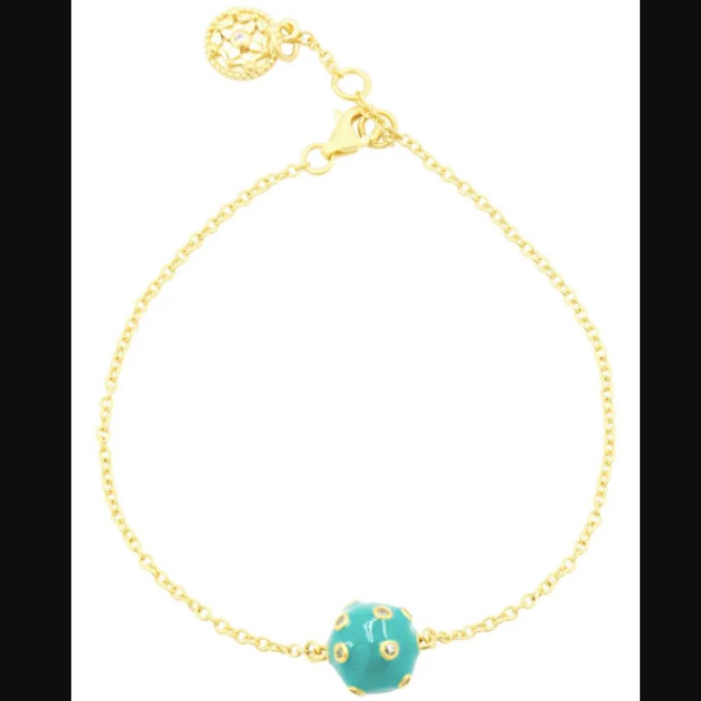 Freida Rothman | Harmony Soft Gold Clad Sterling Silver CZ Enamel Ball Bracelet
